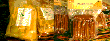 Pousses de bambous et bananes schs du Laos